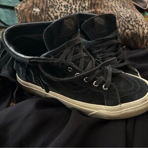 Vans Black High-Top Sneakers with Fringe